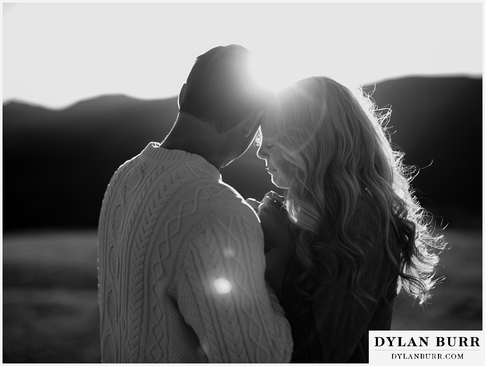 trail ridge road marriage proposal black and white at sunset