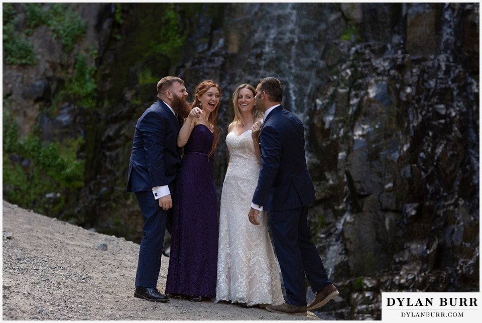 uncompahgre national forest colorado elopement wedding adventure bridal party laughing