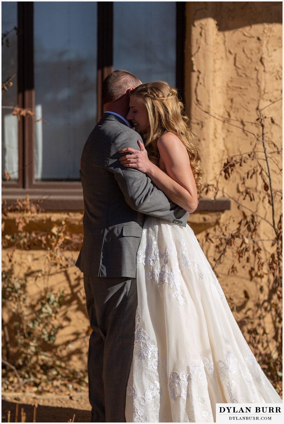 villa parker wedding parker colorado bride and groom getting in close together