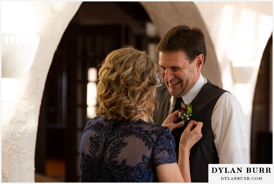 villa parker wedding parker colorado brides parents sharing a laugh