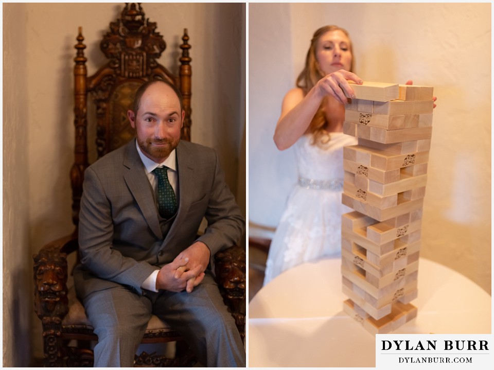 villa parker wedding parker colorado bride playing jenga