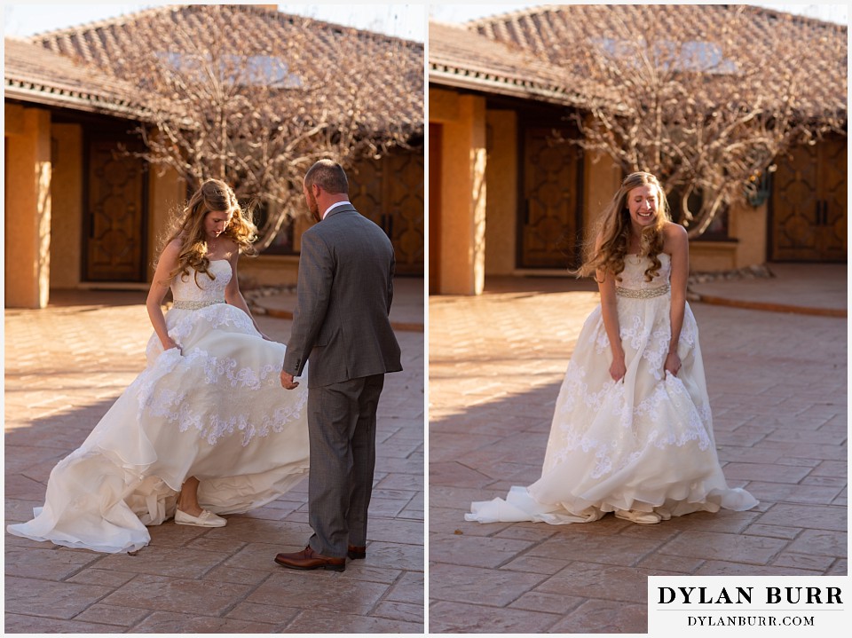 villa parker wedding parker colorado bride dancing and laughing