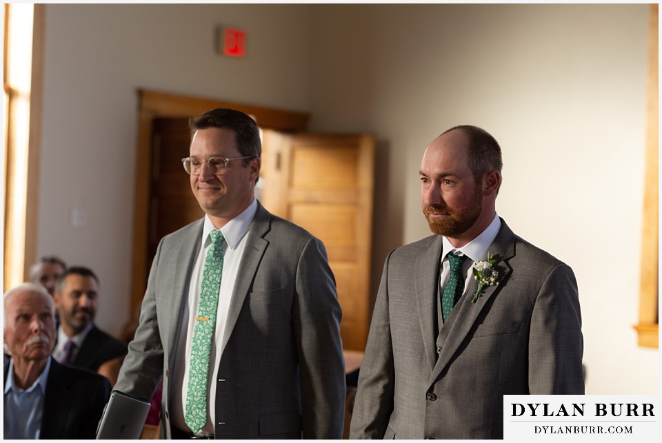 villa parker wedding parker colorado groom entering wedding ceremony