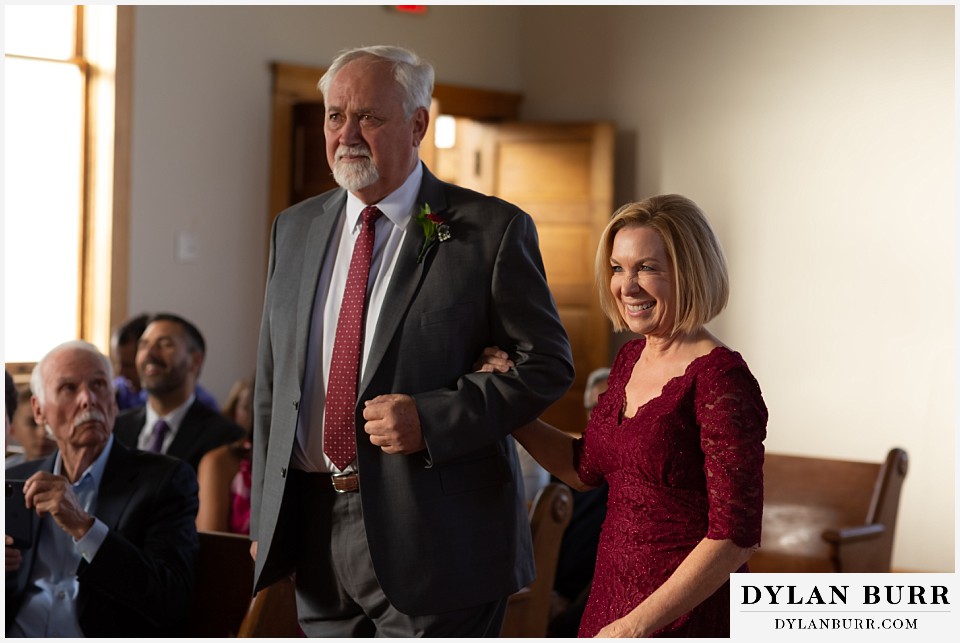 villa parker wedding parker colorado groom's parents entering ceremony