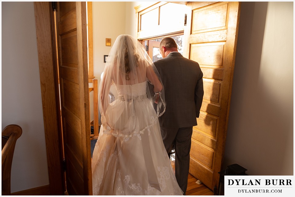 villa parker wedding parker colorado bride and groom exiting chapel