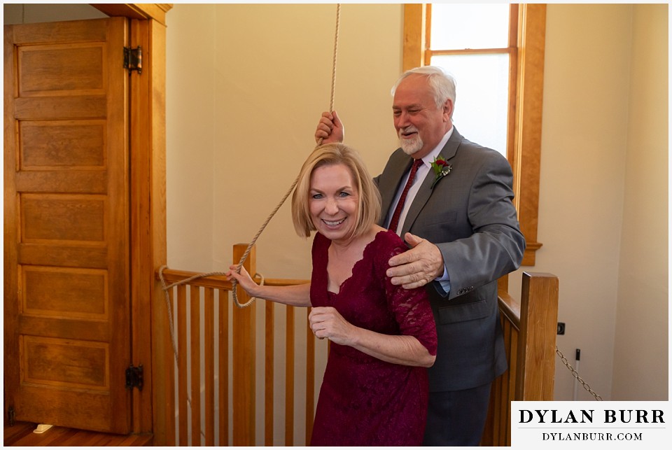 villa parker wedding parker colorado groom's parents ringing bell