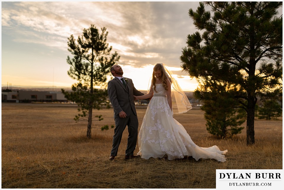 villa parker wedding parker colorado groom laughing hard