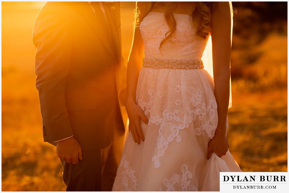 villa parker wedding parker colorado groom and bride detail close up at sunset