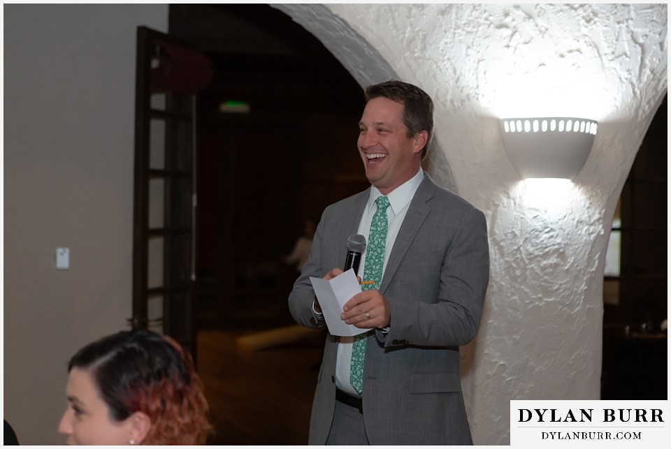 villa parker wedding parker colorado pastor giving toast