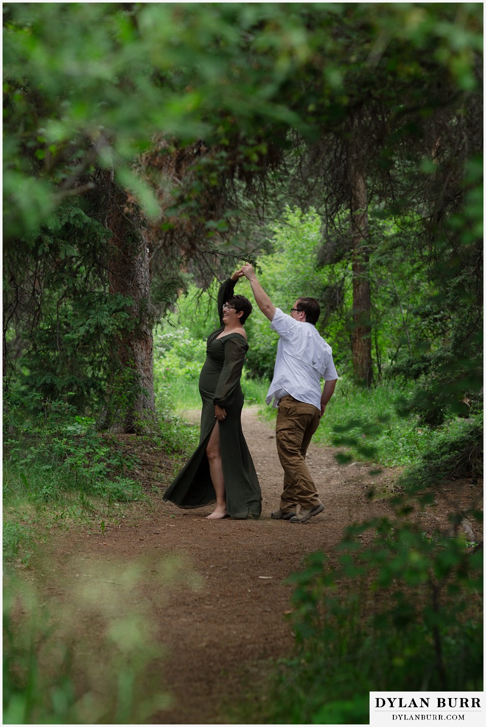 couple dancing together on trail