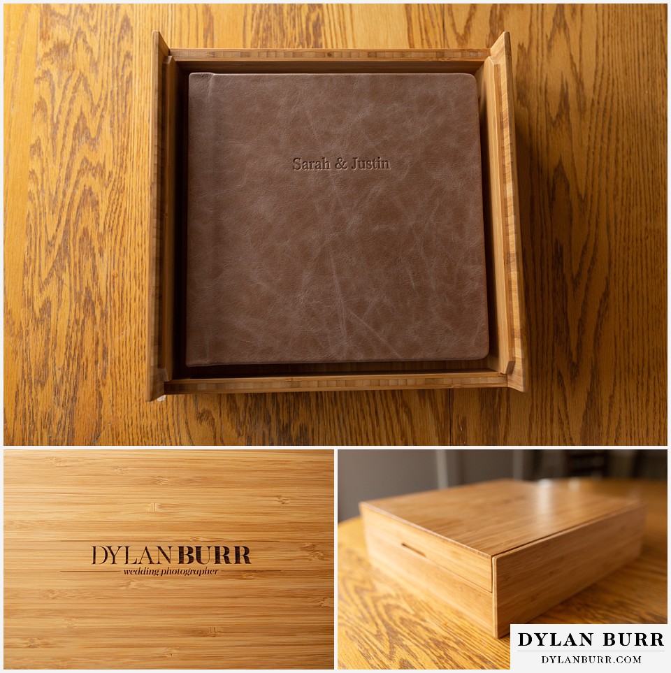 wood bamboo wedding album boxes with custom laser engraving