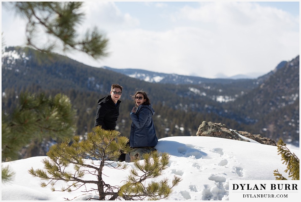 wedding proposal surprise in mountains