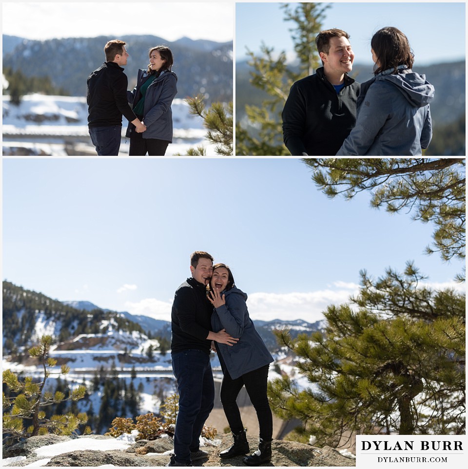wedding proposal in snow in colorado