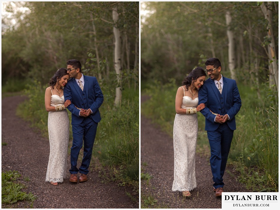 wild basin lodge hindu wedding couple walking