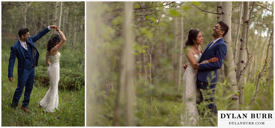 wild basin lodge hindu wedding couple aspen trees