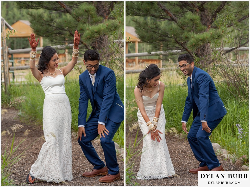 wild basin lodge hindu wedding couple dancing in forest