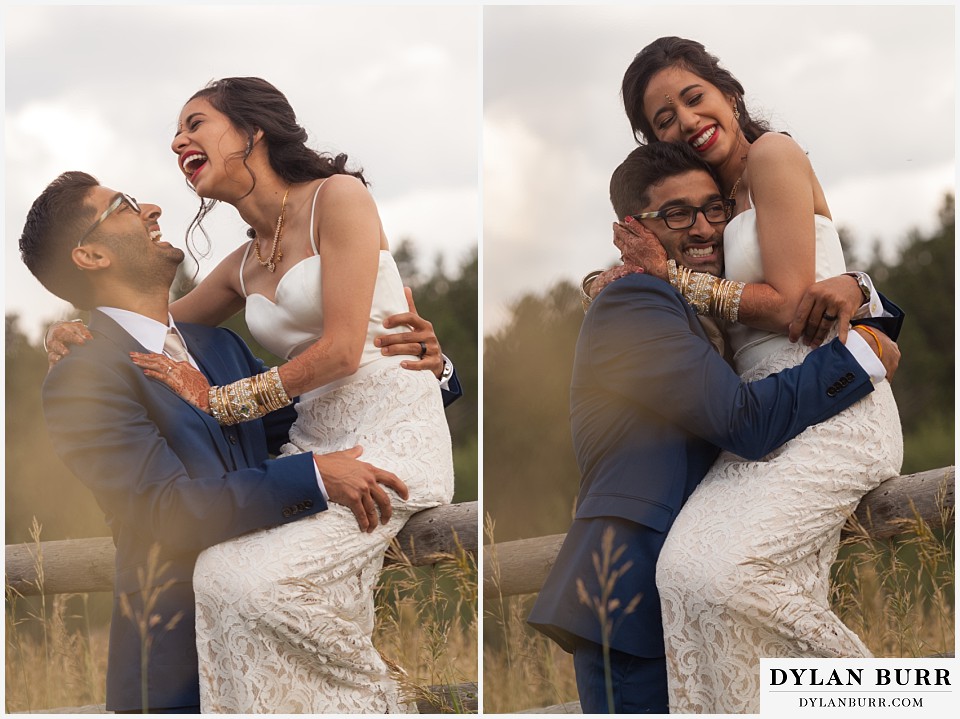 wild basin lodge hindu wedding couple hugs