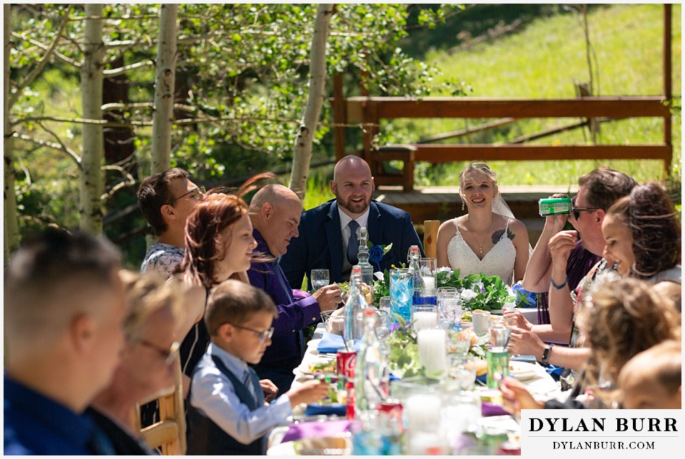 wild basin lodge wedding bride and groom at the head of the table