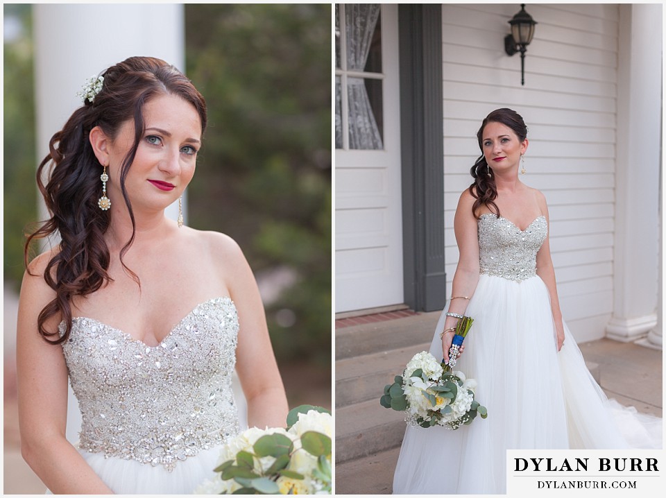 willow ridge manor wedding bride in front of manor house