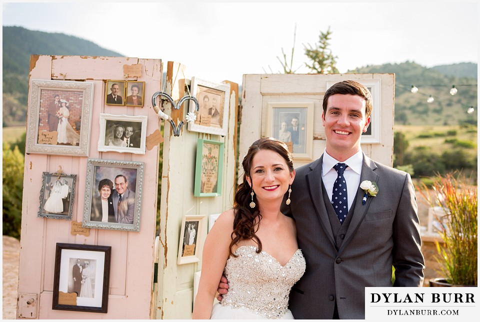 willow ridge manor wedding bride and groom in front of rememberance wall