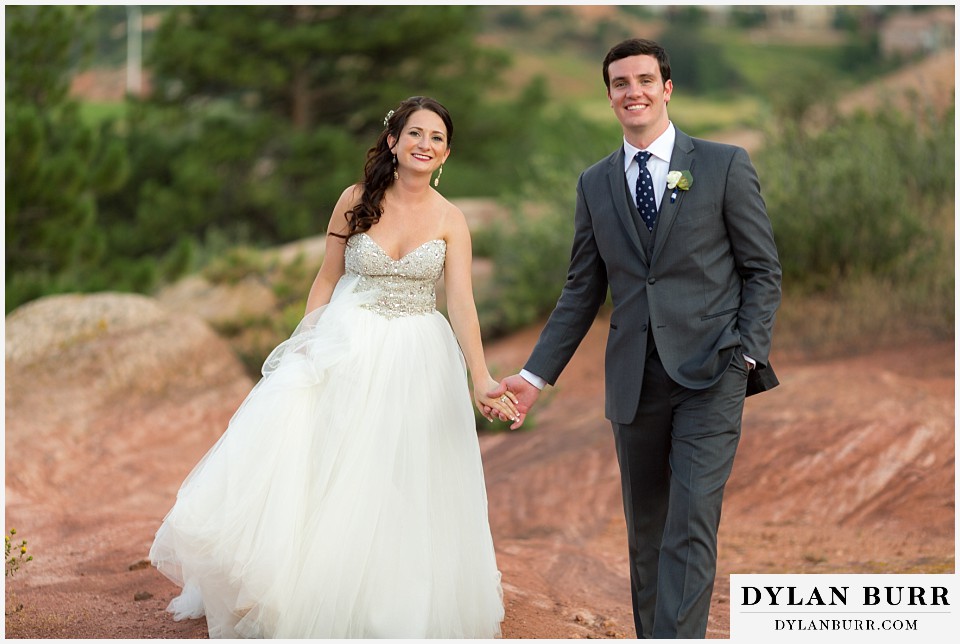 willow ridge manor wedding bride and groom walking up hill