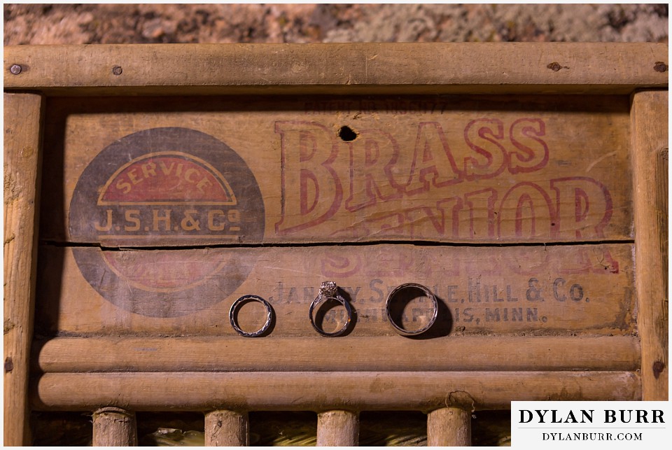 willow ridge manor wedding rings on an old washboard