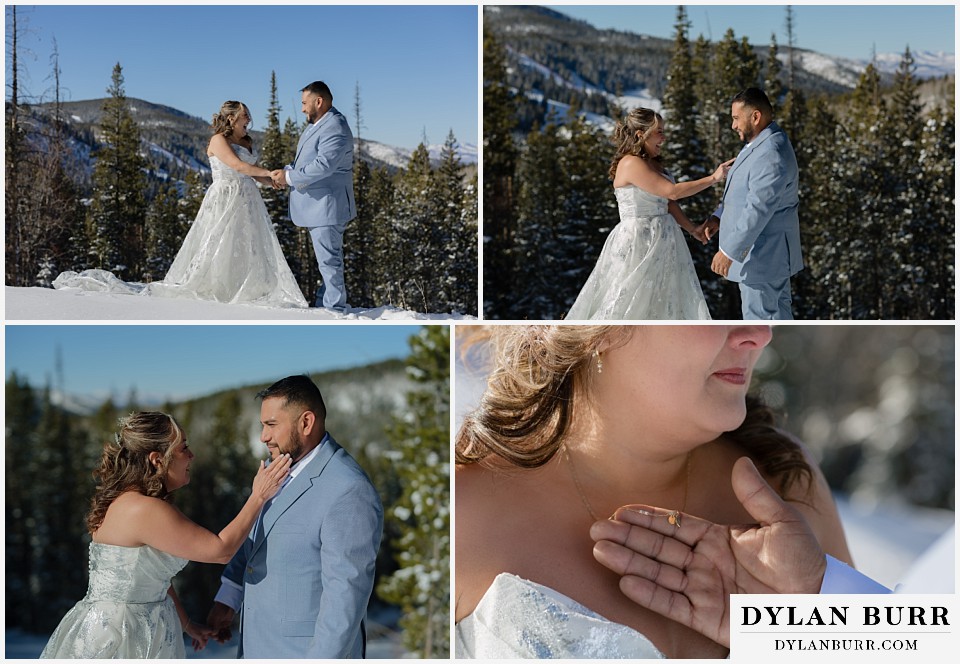 winter elopement wedding near winter park colorado close up wedding details
