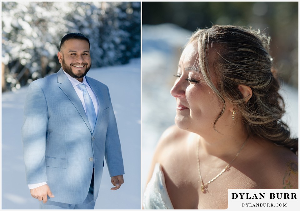 winter elopement wedding near winter park colorado bride and groom details