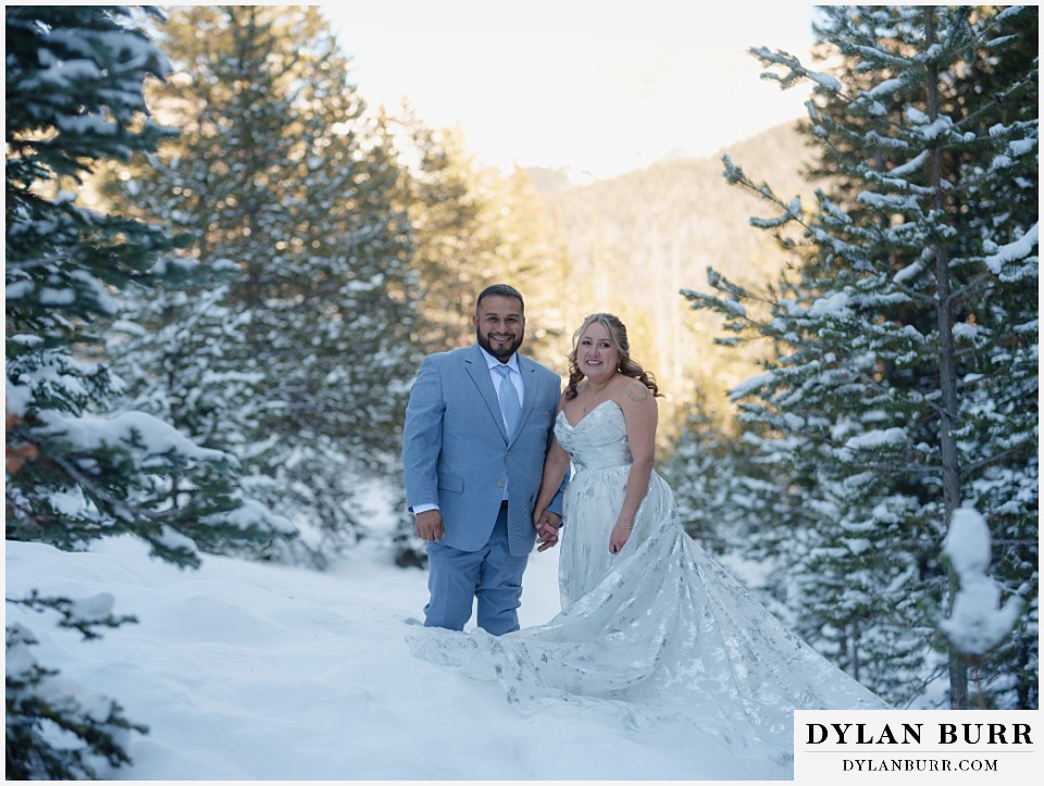 winter elopement wedding near winter park colorado winter wedding portrait