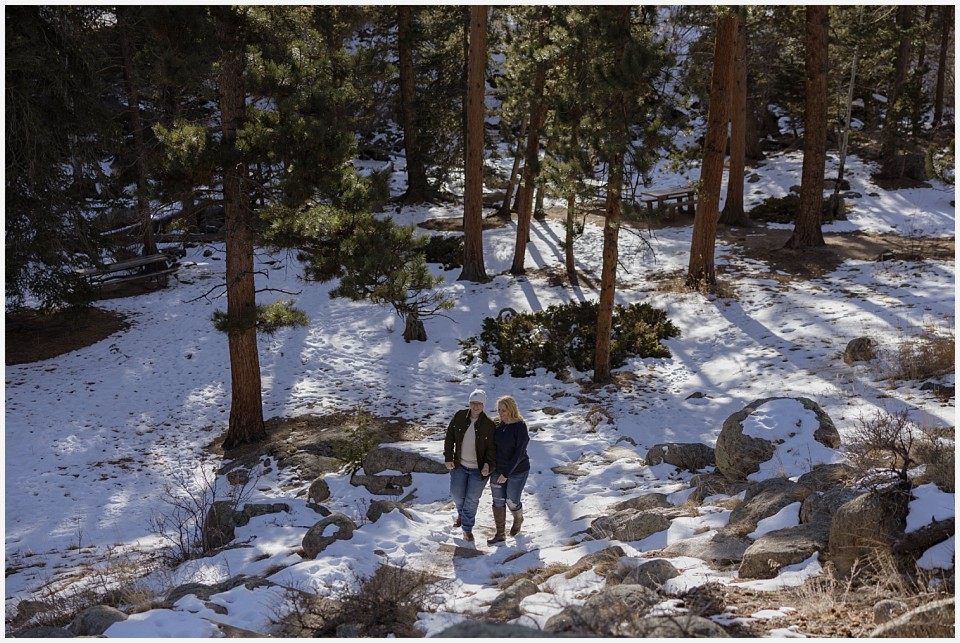 engagement photos in rocky mountain national park in winter