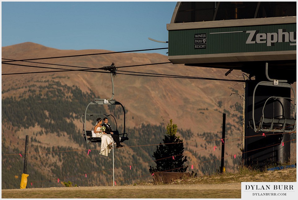 winter park wedding lodge at sunspot chairlift processional