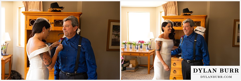 winter park mountain lodge wedding colorado first look with dad