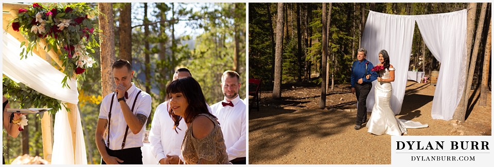 winter park mountain lodge wedding colorado groom sees bride for the first time