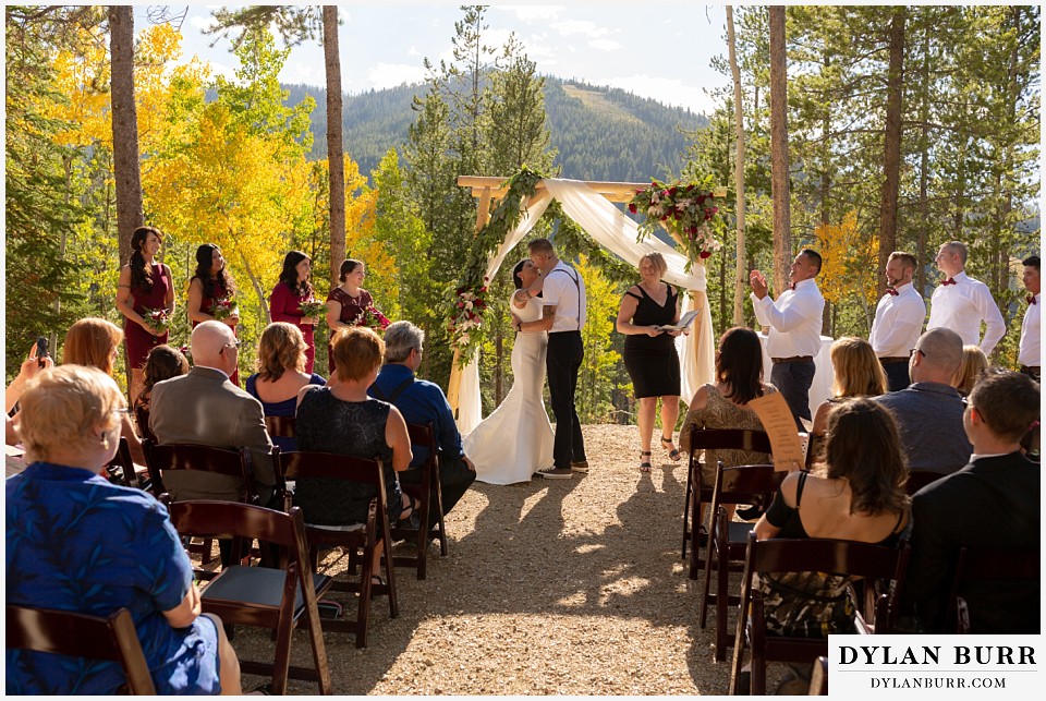 winter park mountain lodge wedding colorado first kiss