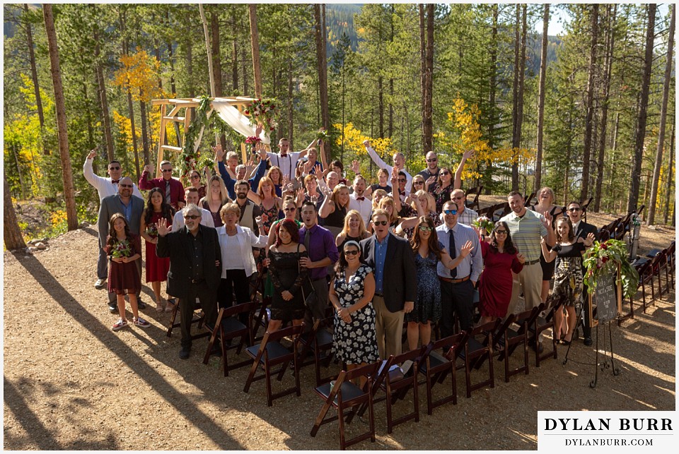 winter park mountain lodge wedding colorado everyone at wedding group photo