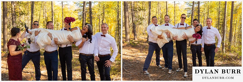 winter park mountain lodge wedding colorado bride with groomsmen