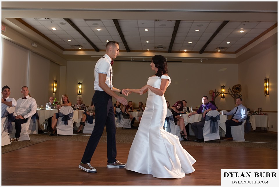 winter park mountain lodge wedding colorado newlywed couple first dance