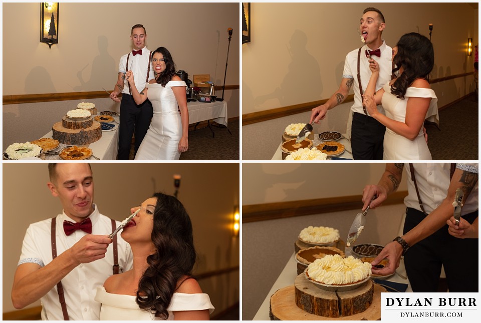 winter park mountain lodge wedding colorado cutting the wedding pie