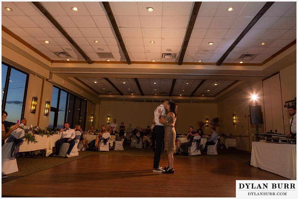 winter park mountain lodge wedding colorado mother and groom dancing together