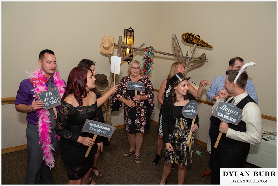 winter park mountain lodge wedding colorado people at photobooth