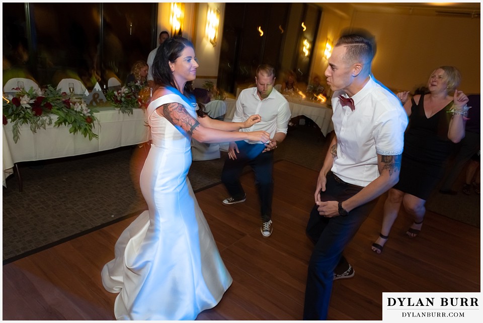 winter park mountain lodge wedding colorado bride and groom during reception party