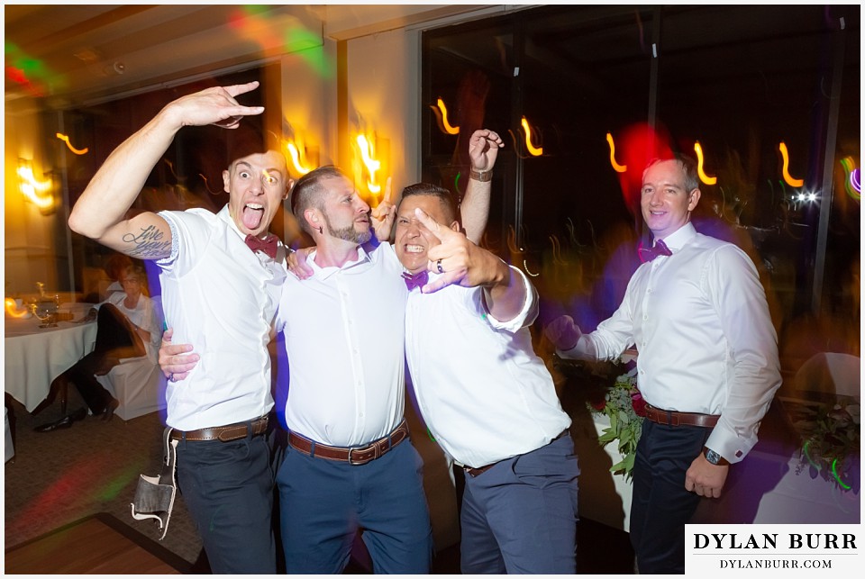 winter park mountain lodge wedding colorado reception groom and groomsmen