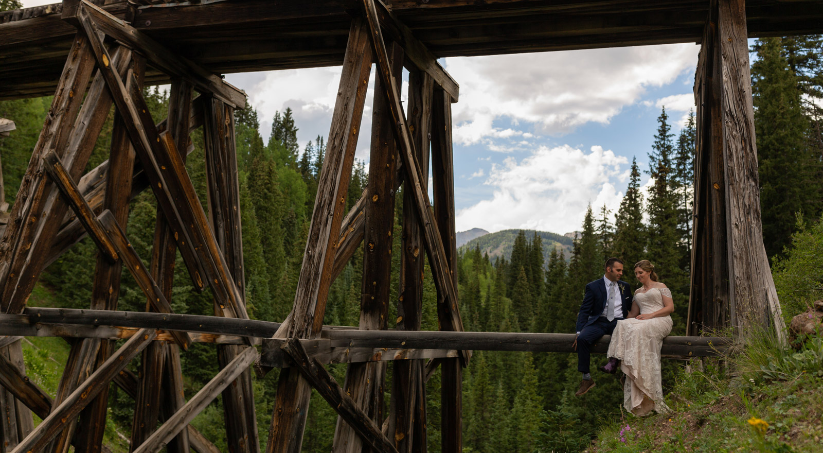 telluride wedding elopement rail road bridge