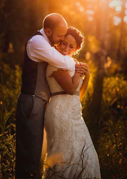 Colorado mountain wedding photo of couple at sunset