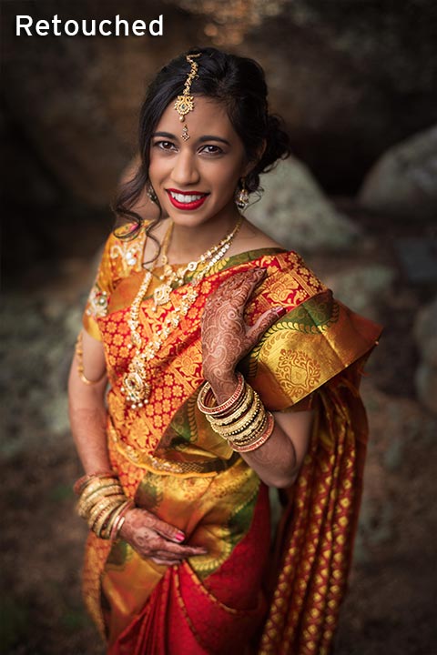 Indian bride in mountains wearing a sari