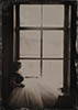 wedding tintype of bride waiting in the window at the beaver creek park hyatt