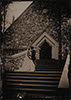 wedding tintype wet plate of couple outside beaver creek chapel